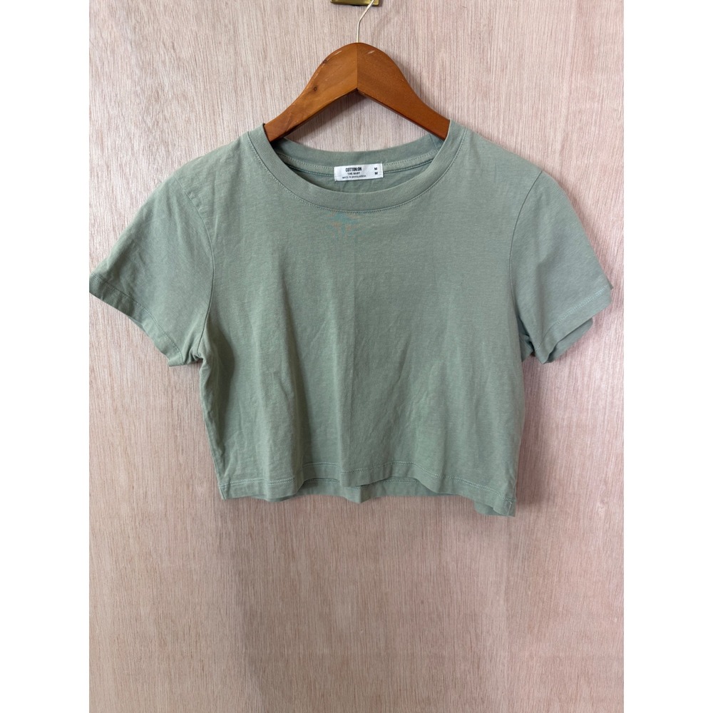 Cotton On The Baby Tee Sage Green Short Sleeve Crop Top Medium